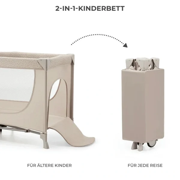 Kinderreisebett JOY2 2in1 Beige – Bild 3