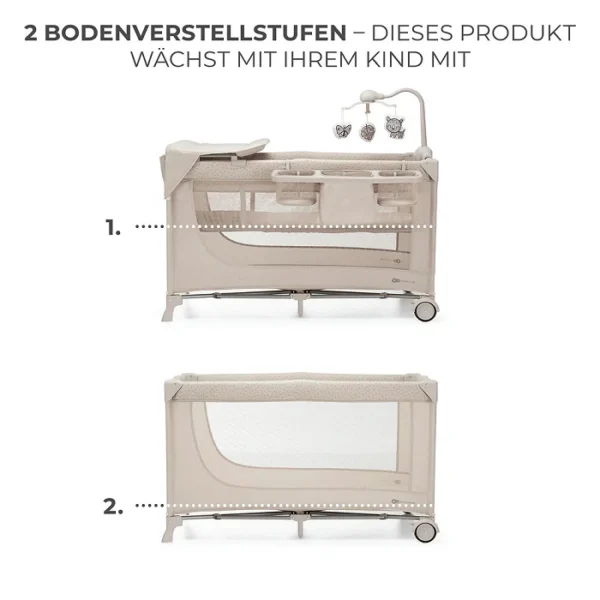 Kinderreisebett mit Zubehör JOY2 3in1 - Beige – Bild 4