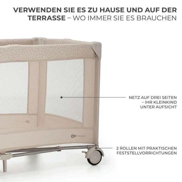 Kinderreisebett mit Zubehör JOY2 3in1 - Beige – Bild 5