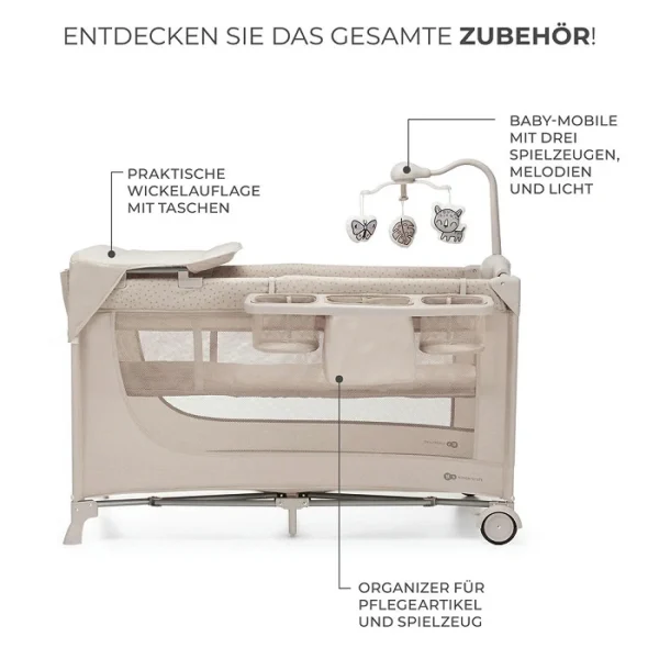 Kinderreisebett mit Zubehör JOY2 3in1 - Beige – Bild 6