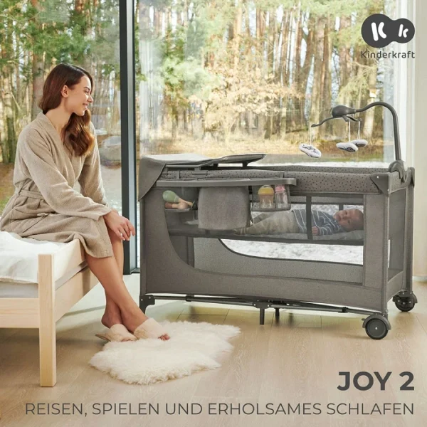 Kinderreisebett mit Zubehör JOY2 3in1 - Beige – Bild 9