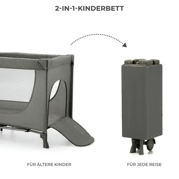 Kinderreisebett JOY2 2in1 - Dunkelgrau – Bild 3