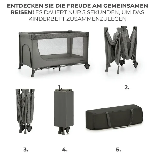 Kinderreisebett JOY2 2in1 - Dunkelgrau – Bild 4